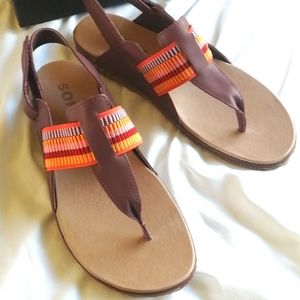 NWB Sorel Out N About striped sandals size 9 brown New with box New